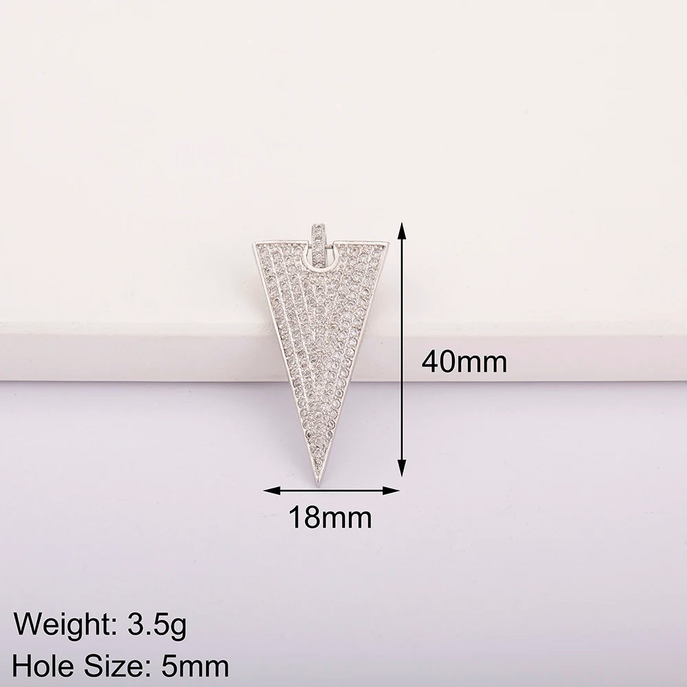 Triangle Arrow Shape Pendant 3 Colors Gold Plated Handmade DIY Jewelry Necklace Bracelet Earrings Accessories Copper Zircon Gift