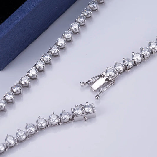 MSN-501 3 Claw Setting Tennis Chains 18k 14k 10K Gold Jewelry Moissanite Diamond Tennis Necklace