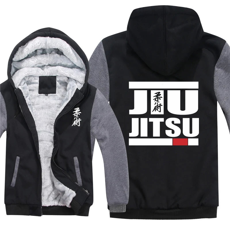 Brazilian Jiu Jitsu Hoodies Men Coat Cool Thicken Winter Hoodie Jiu Jitsu Sweatshirt Jacket