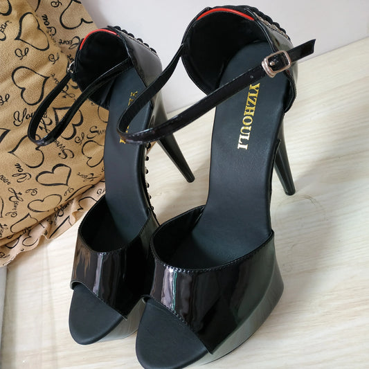 6 inch, round head stiletto heels, model nightclub 15cm cross-bandage soles high-heeled pole dancing sandals