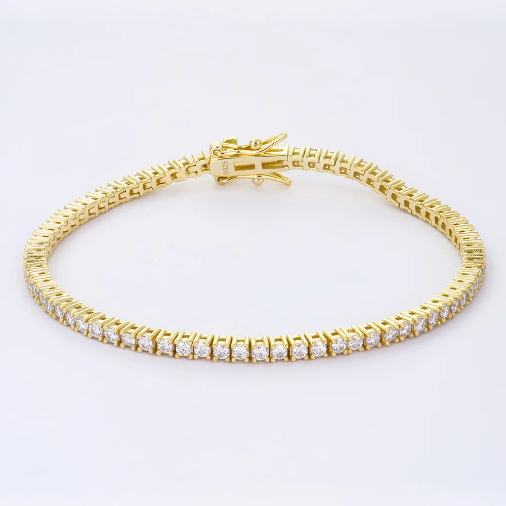 Men's Women's High-End Cross-Border Jewelry 2-6mm Full-Set S925 Silver Plated Moissanite Bracelet Dropshipping Accessible Luxury