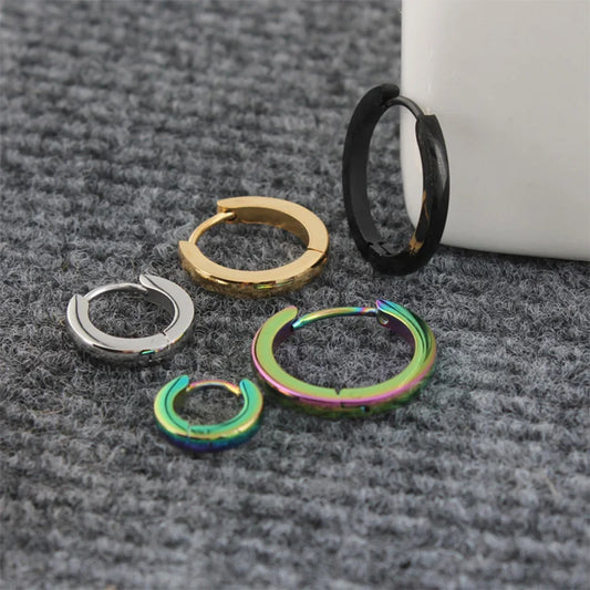 1Pair High Polishing Stainless Steel Hoop Earrings For Men Women 2mm Wide Spherical Anti-allergic Ear Buckle Street Pop Jewelry