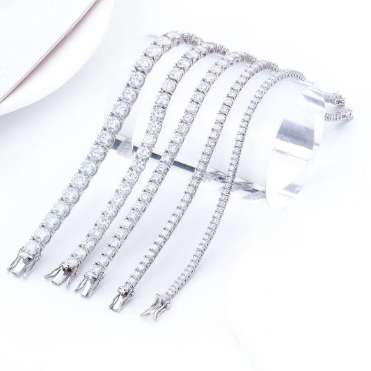 Men's Women's High-End Cross-Border Jewelry 2-6mm Full-Set S925 Silver Plated Moissanite Bracelet Dropshipping Accessible Luxury