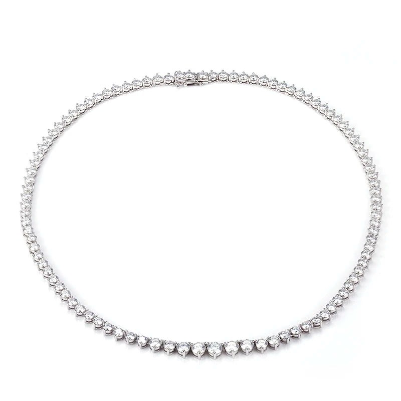 MSN-501 3 Claw Setting Tennis Chains 18k 14k 10K Gold Jewelry Moissanite Diamond Tennis Necklace