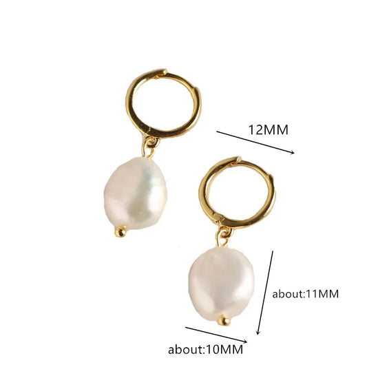 WOOZU 925 Sterling Silver Korean Irregular Baroque Pearl Pendant Drop Earrings For Women European Girl Punk Hip Hop Jewelry Gift