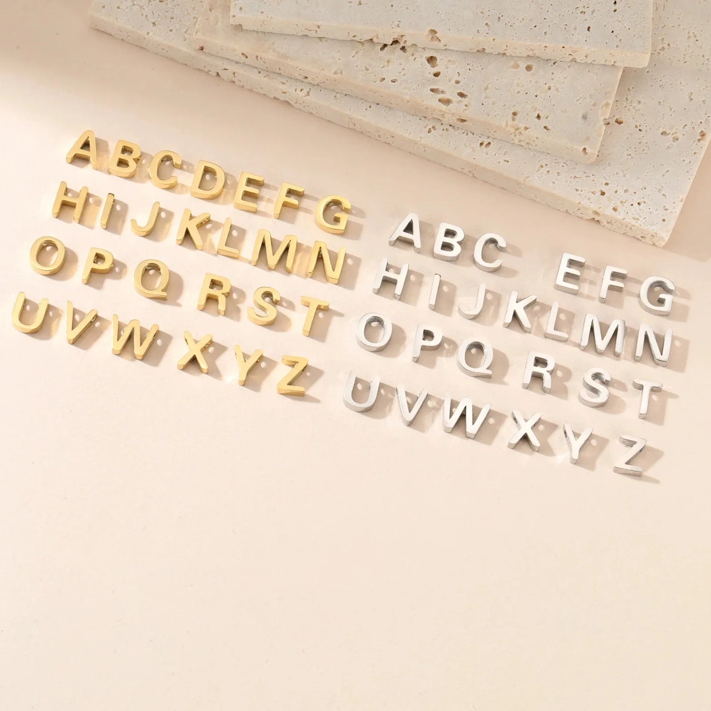 EUEAVAN 5pcs Stainless Steel A-Z Letter Alphabet Charms Pendant for Necklace Earrings Bracelets Jewelry Making DIY Accessories