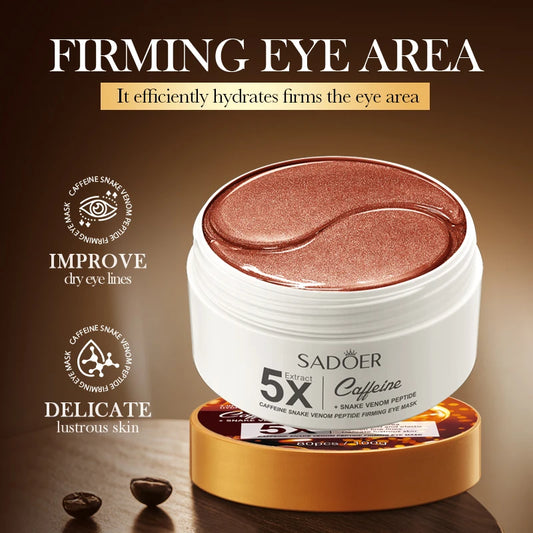 60pcs SADOER Caffeine Eye Mask Anti Dark Circles Firming Moisturizing Wrinkles Anti-aging Hydrating Seaweed Patches