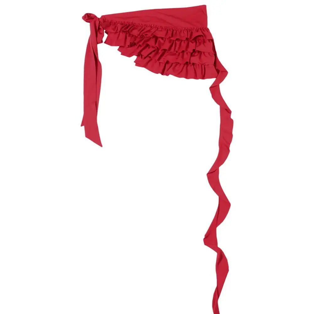 Embroidered Flower Lace Mini Skirt See Through Irregular Ruched Skirts Harajuku Lace-up Design Lace Up Ruffles Skirt