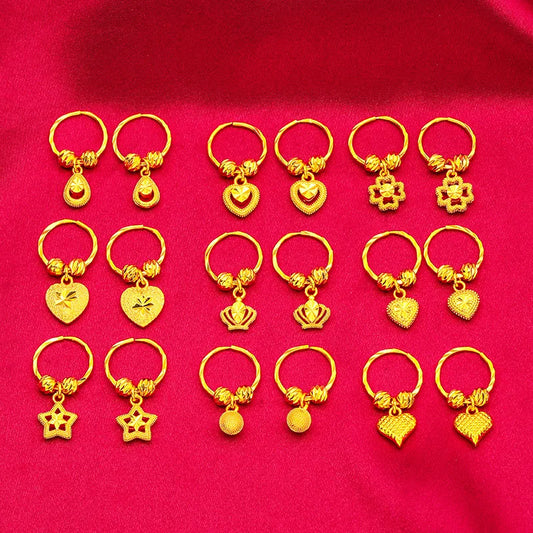 ANIID Heart Earrings 24K Gold Color Hoop Earrings for Women Nigerian Designer Earrings Party Wedding Jewelry Wholesale Gift