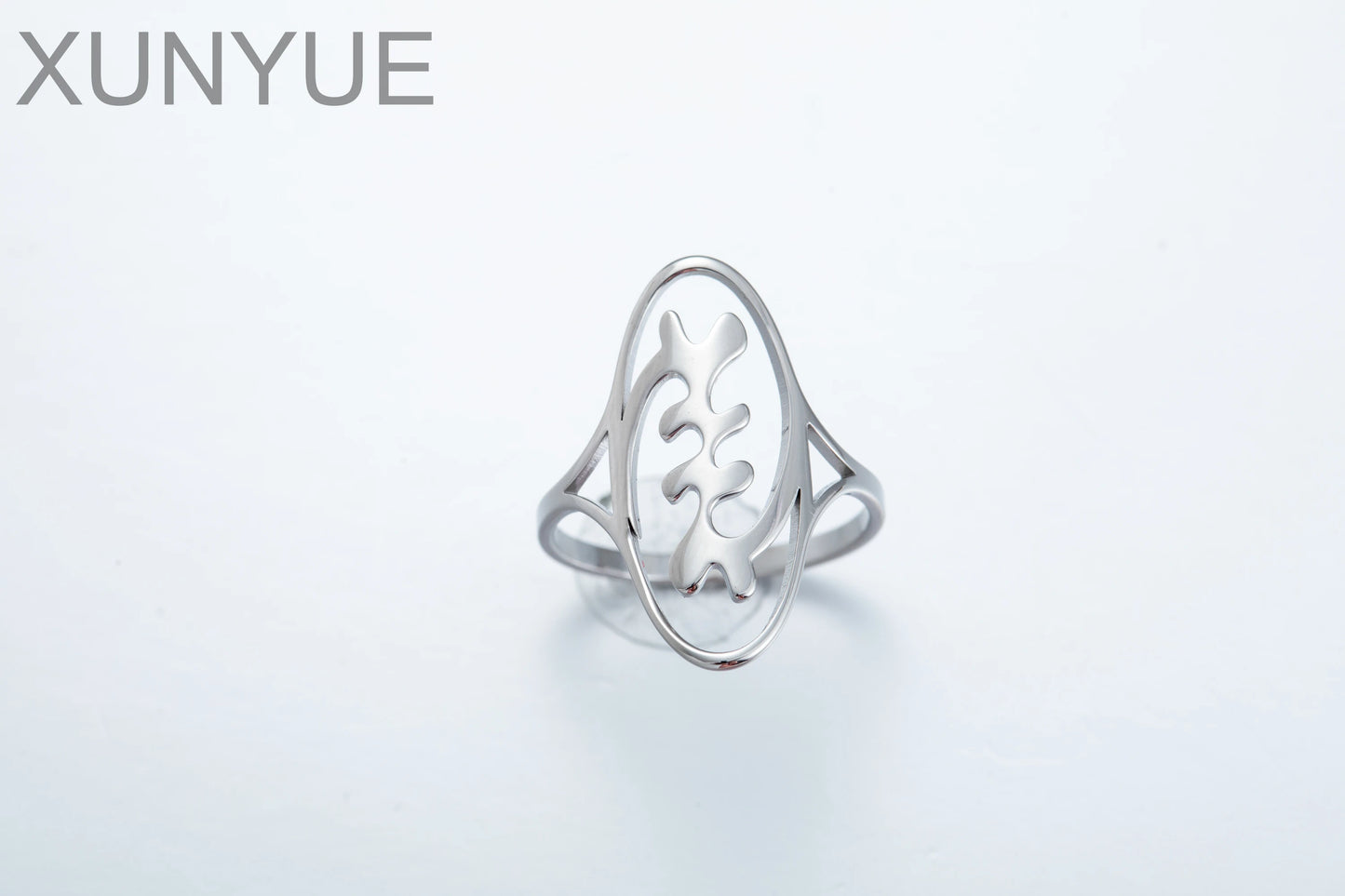 Houwu African Symbol Rings Stainless Steel Adinkra Ankh Gye Nyame Queen Ethnic Jewelry