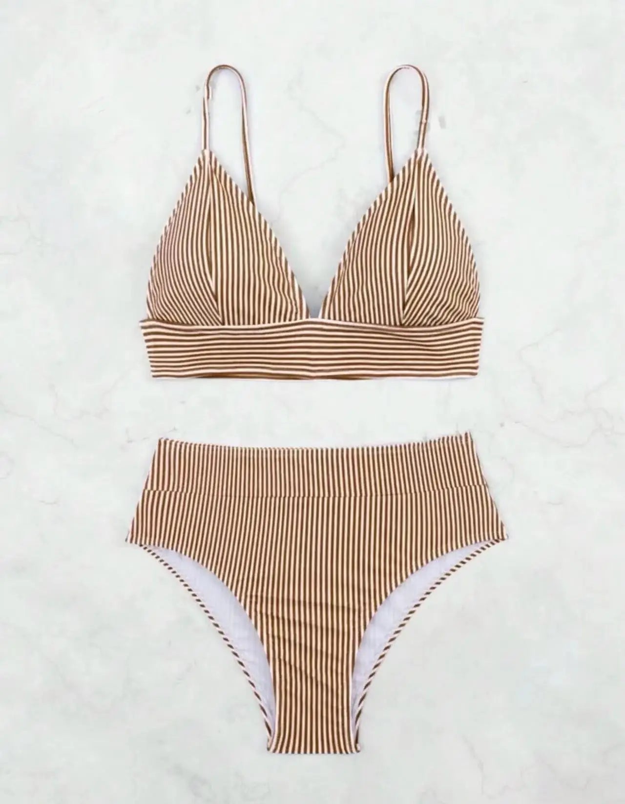 2025 Triangle Bikinis High Waist Strappy Swimsuit Women Sexy Striped Swimwear Female Bathers Swimming Bathing Swimming Swim Suit