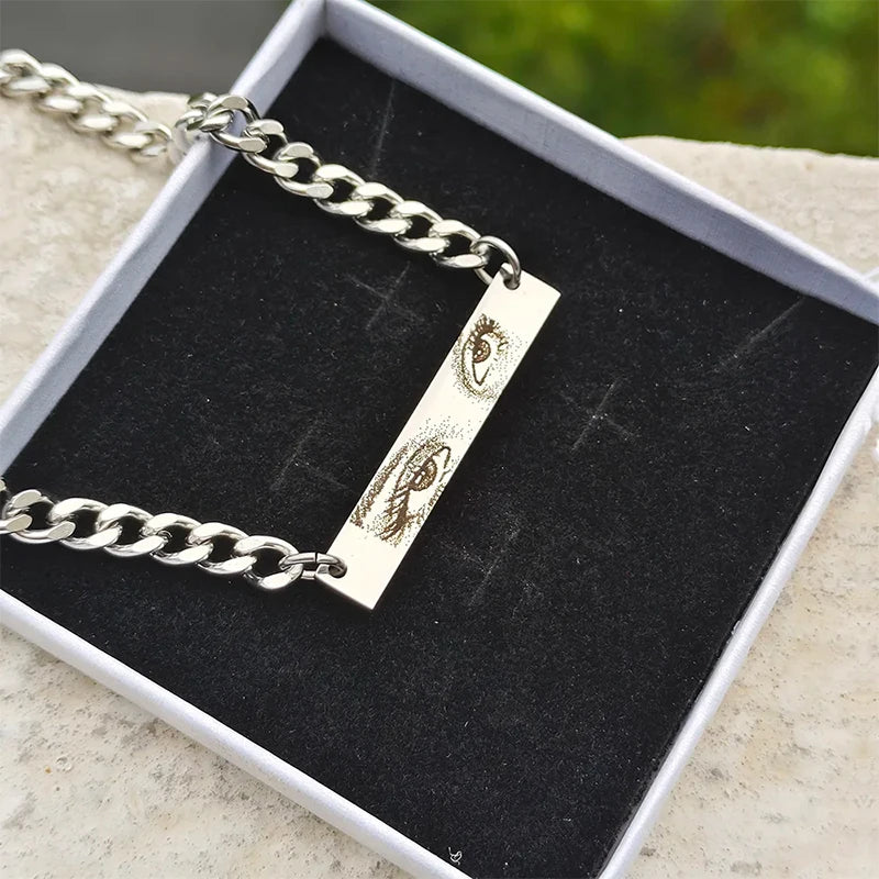 Personalized Customized Eyes Photo Stainless Steel Bracelets With Photo Laser Engraved Eyes Luxury Men's Bracelets Custom Gifts