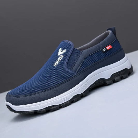 Beijing Men's Cloth Shoes Soft Bottom Breathable Anti-Slip Elderly Walking Shoes Slip-On round Toe Casual Rubber Soled Shoes