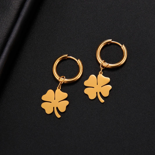 Kkjoy Fashion Stainless Steel Earrings Classic Clover Lucky Four-leaf Clover Pendant Engagement Gifts Jewelry 2023 Trend NEW