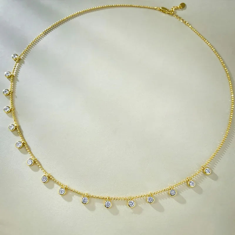 Charm Moissanite Diamond Necklace 100% Real 925 Sterling Silver Engagement Wedding Chocker Necklace For Women Bridal Jewelry