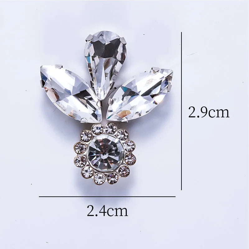 QIAO 5pcs Rhinestones Ornament Crystal Clear Iron on Diamond Rhinestones for Clothing Bags Hoodie Decorations Accessories