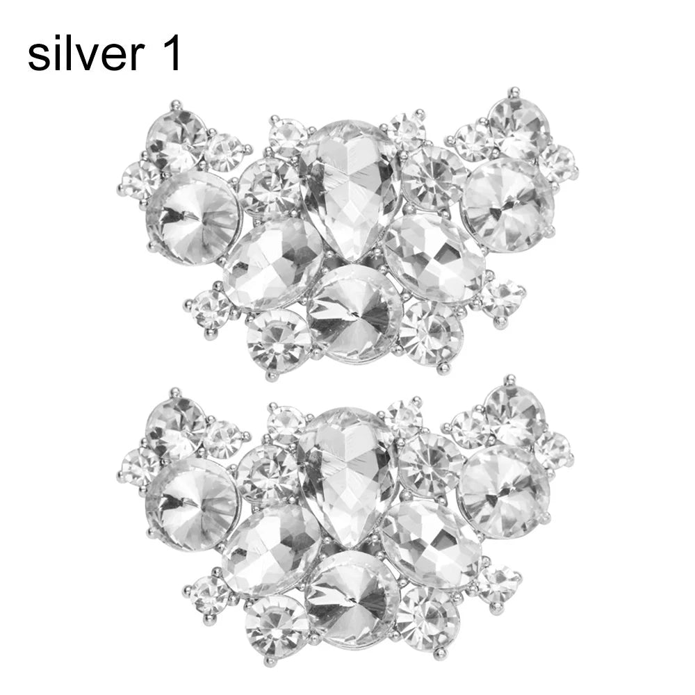 1Pair Detachable Shoes Decorations Shiny Crystal Shoes Clip Charm Buckle Rhinestone Brooch Women Bag Pendant Bride Accessories