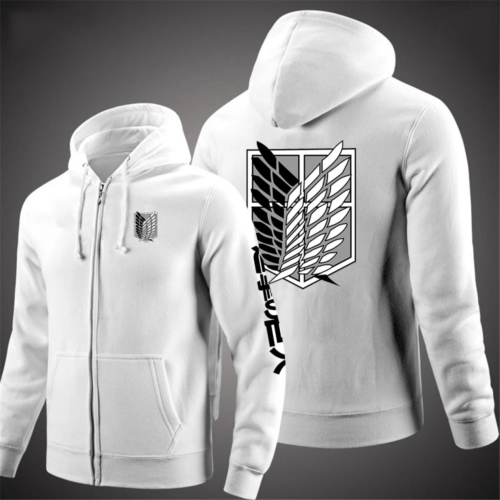 2025 Japanese Anime High Street Jacket Spring And Autumn Man's Popular Zipper Hoodies Attack on Titan Logo Print Cardigan Coat