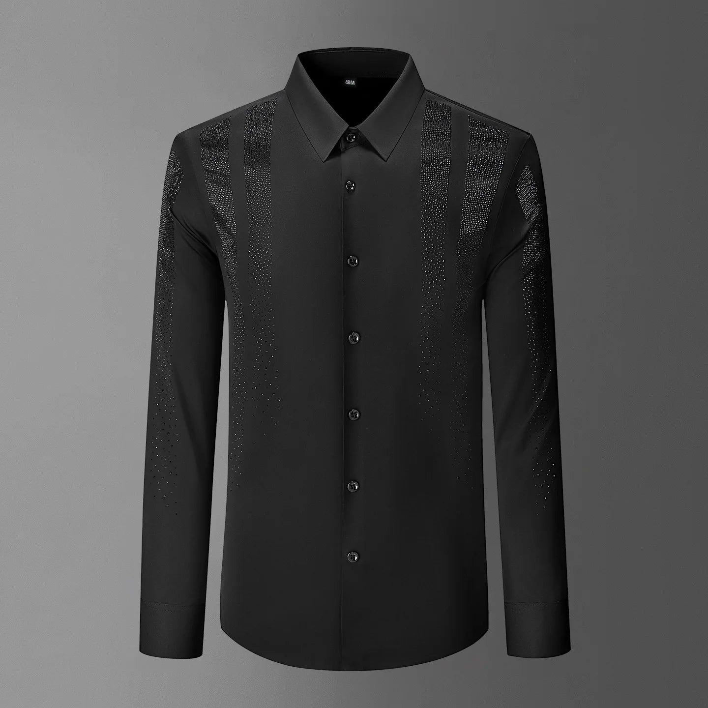 Shiny Rhinestone Long Sleeved Shirt for Men Slim Casual Business Dress Shirts High Quality Versatile Banquet Party Luxury Shirt