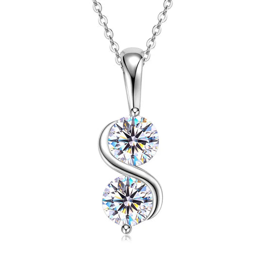RAPRGOLD GRA Certified 1CT Moissanite Round Pendant Necklaces for Women 925 Sterling Silver Fine Jewelry Chains for Wedding Gift