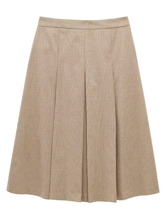 YERMORA high waist khaki plead pleated casual half body skirt for women loose fit fashion tide spring summer 2025 new A470