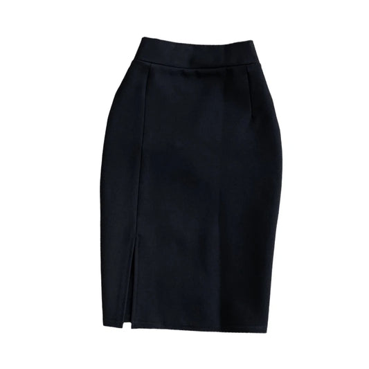 High Waist Midi Skirt Women's OL Profional Slimming Side Slit Wrap around A-Line One Step Skirt Korean Sle Commute Pure ...
