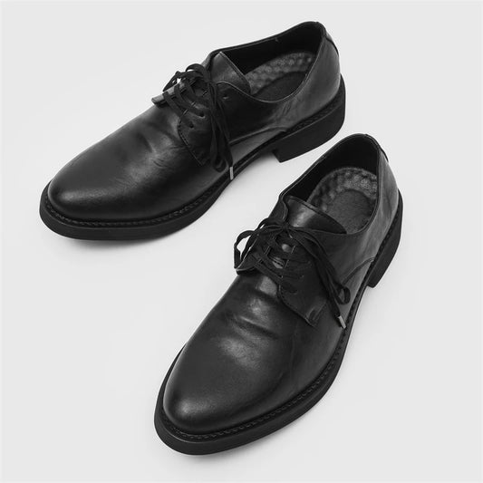 British Style Men's Leather Shoes Pointed Luxury Leather Dress Shoes Versatile Couples Interview Commuting Men's Casual Shoes