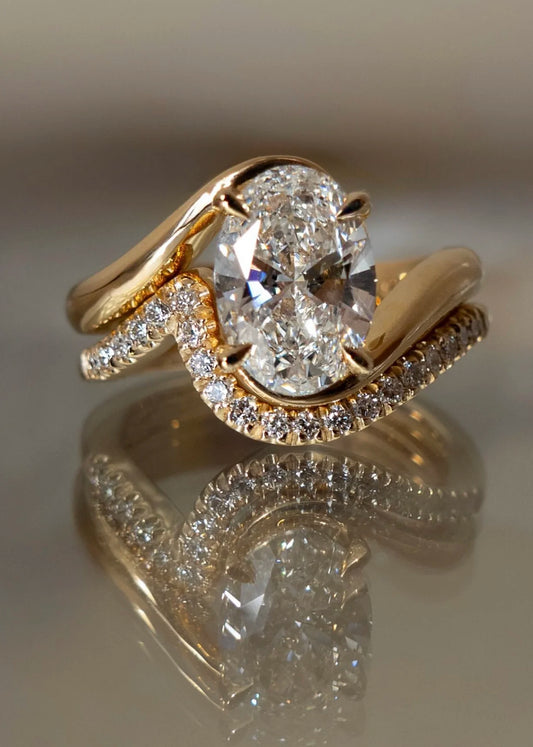 S925 Silver Two-Piece Set, 2.5-Carat Moissanite Combined Ring suitable for women daily wear, weddings, banquets, holiday gift