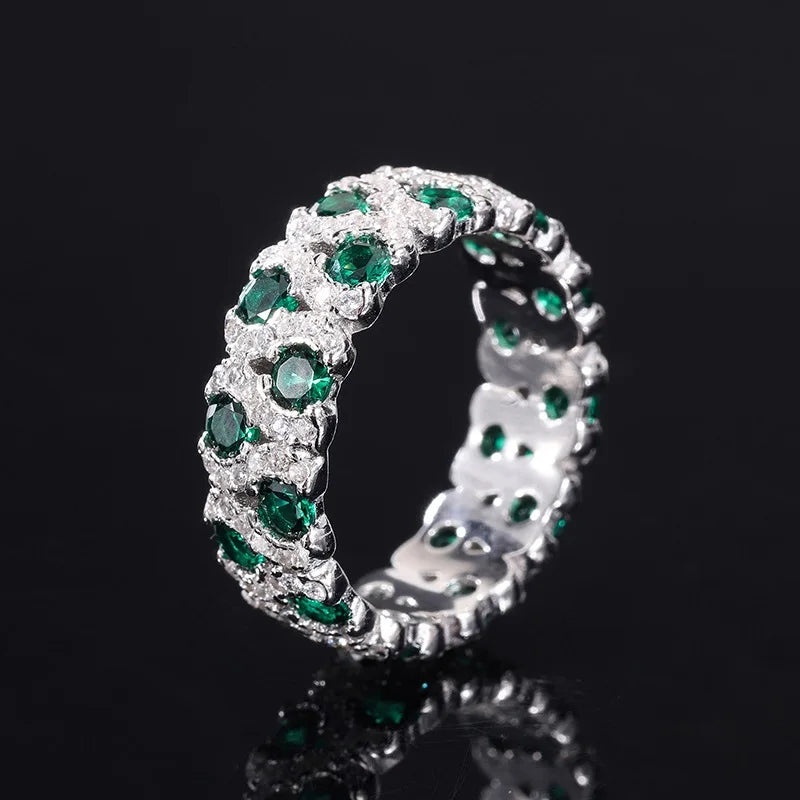 Halaile S925 Sterling Silver Zircon Jewelry High Carbon Diamond Gemstone Row Ring Luxury Fine Jewelry Women's Trendy Party Gift