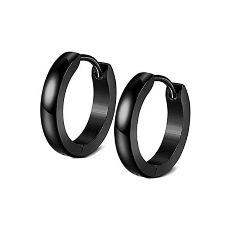 1Pair High Polishing Stainless Steel Hoop Earrings For Men Women 2mm Wide Spherical Anti-allergic Ear Buckle Street Pop Jewelry