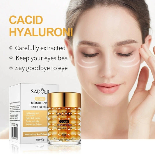 SADOER Hyaluronic Acid 24K Golden Sakura Eye Cream Anti Dark Circles Anti Wrinkles Moisturizing Anti-aging Creams Eyes Skin Care