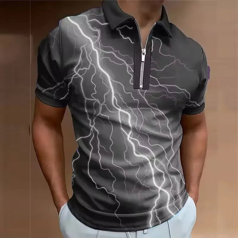 Fashion Lightning Pattern Men's Polos T-Shirts 6XL Plus Size Short Sleeve 3D Printed Street Hip Hop POLO Tee Summer Casual Tops