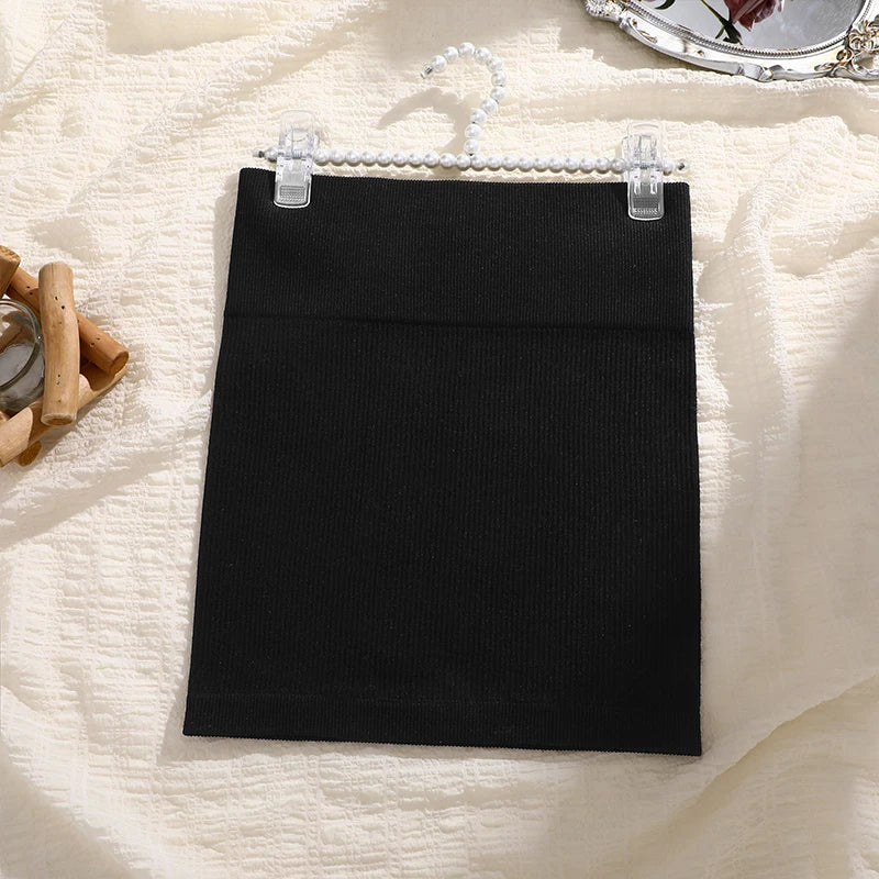 1Pcs Spring Summer New High Waist Elastic Business Women's Mini Skirt Black Slimming Knitted Half Body Skirt Professional Work
