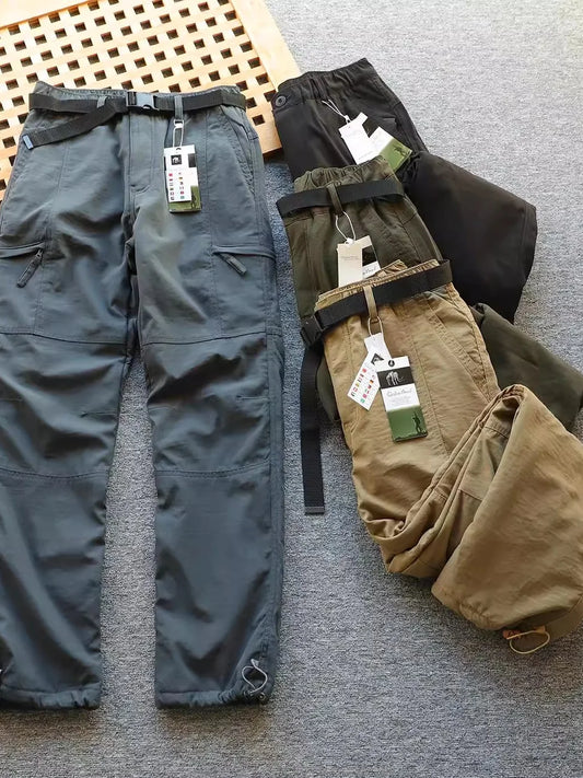 Outdoor Softell Pants Men's Autumn Winter Windproof Waterproof Thiened Fce Lined Straight Leg Hiking Mountain Climbing...