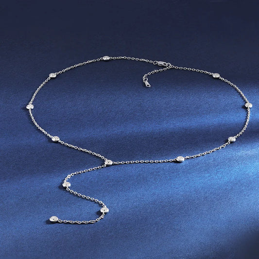 TBCYD 3mm 1.2cttw Round Cut Moissanite Diamond Pendant Necklace For Women S925 Silver Y-shaped Neck Chain Evening Gown Jewelry