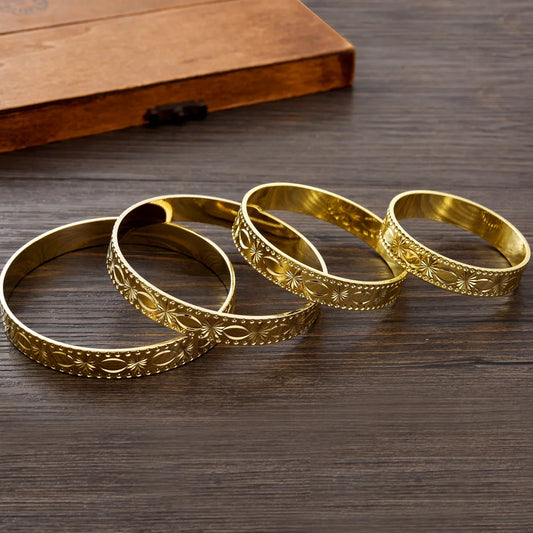 50MM/55MM/65MM/70MM Dubai Wedding 9k Color Bangle For Women Ethiopian Jewelry Bangles Bracelets Girl Birthday Jewelry Gifts #137