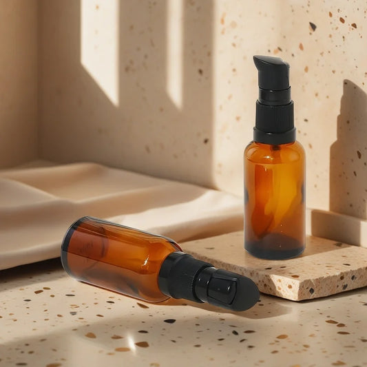 1 Piece 2 Pieces or 5 Pieces 30 ml Air Refillable Amber Glass Lotion Pump Squeeze Bottle Soap Dispenser Container Jar Foundation Cream Cleansing Oil Shampoo Travel Accessories