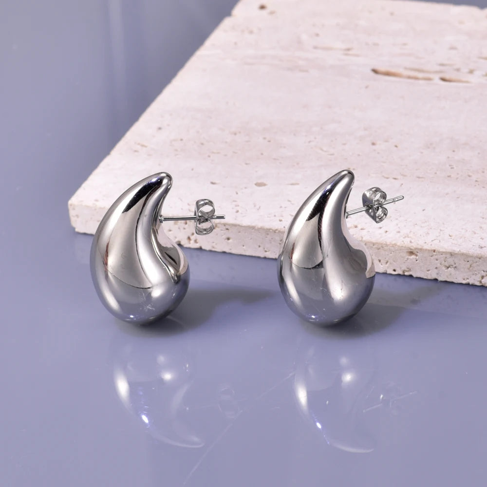 E77 Cross-border Fashion stainless steel hollow earrings, a light luxury and elegant women's simple earrings