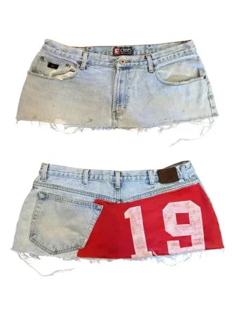 European and American spicy girl subculture slim fit denim short skirt Y2k street design slim fit daily sweet super A mini skirt