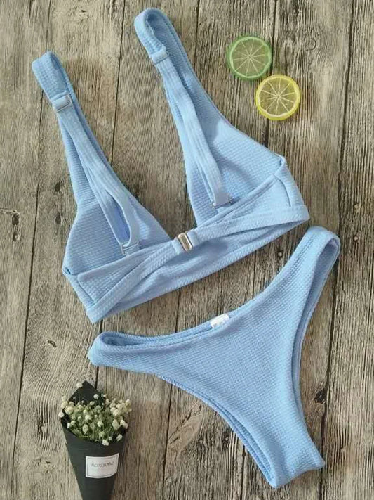 2025 Sexy White Ribbed Brazilian bikini Women Swimwear Female swimsuit Two pieces bikini Set Push up Bather bathing suit Swim