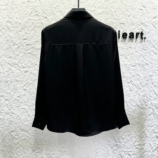 Heavy Industry Butterfly Rhinestone Shirt Men's Korean Version Shoulder Pad Versatile Casual Shirt Stage Performance Streetwear