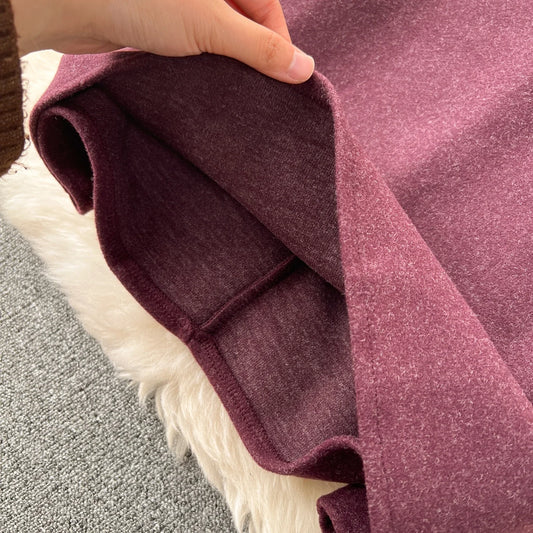 Woolen Midi Skirt Women Autumdn Winter High Waisted Elegant Pencil Skirt Female Slim Split Work Skirts