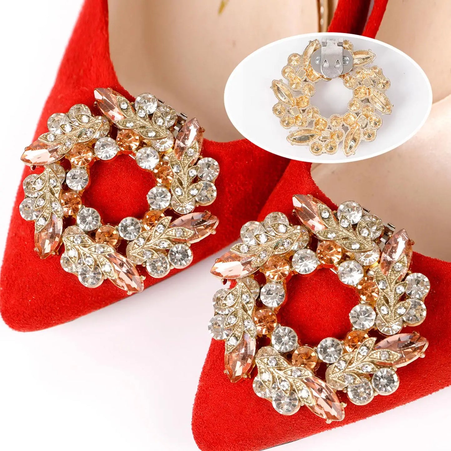 1PC Removable Lady Shoe Clips Wedding Bride Shoes Decoration Women High Heel Charms Jewelry Rhinestones Crystal Shoes Decoration