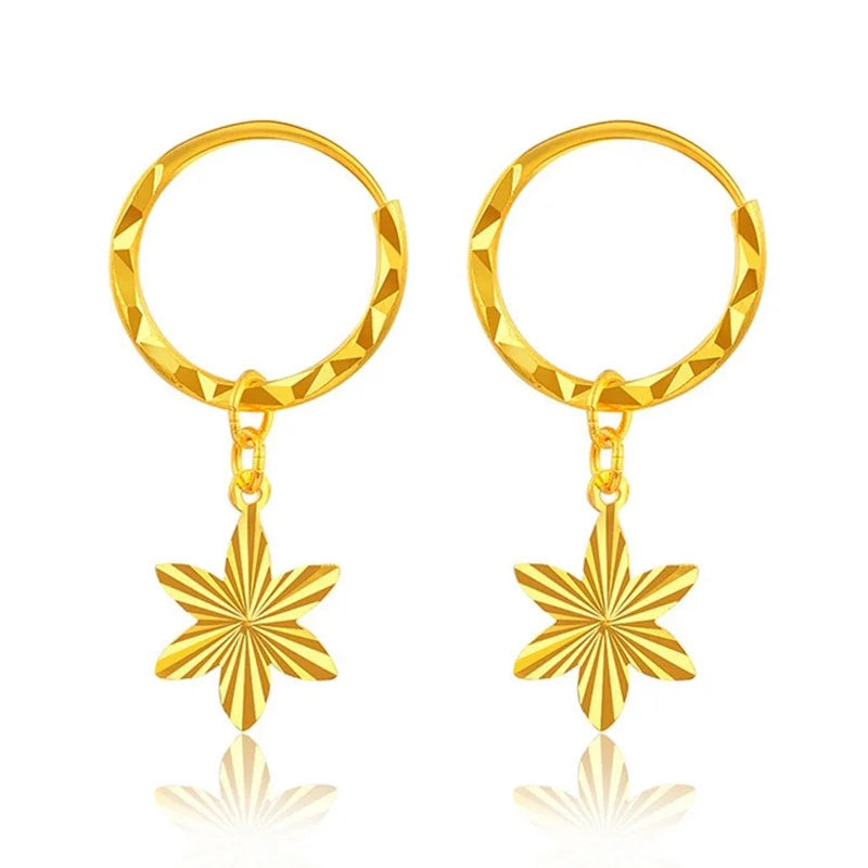 Real Gold Color Star Smart Earrings Real K Gold Earrings Fine Jewelry Engagement Wedding Birthday Party Gifts Not Fade