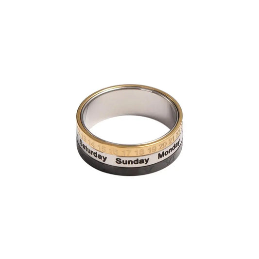 Creative 3 Part Date Time Calendar Titanium Steel Cool Punk Rotatable Joint Ring Finger Ring Fashion Jewelry Men Ring