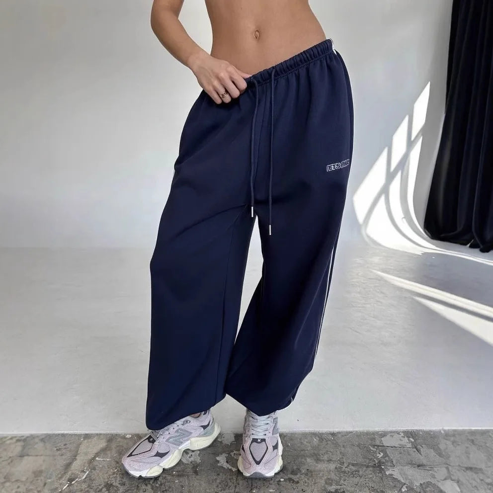 American Black Retro Hip-Hop Oversized Woman Fashion Streetwear Casual Sweatpants Loose Jogging Pants High Waist Wide-Leg Pants