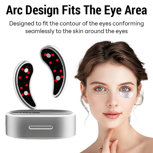 Led Red Light Eye Care Therapy Ems Massager With Gel Patch For Treatment Under Eye Wrinkle Improvement Dark Circles Removal Care