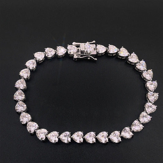 FEOBUR 3/5/6.5mm Heart Moissanite Tennis Bracelets with Certificate 925 Sterling Silver Sparkly Diamond Bangle for Women Jewelry