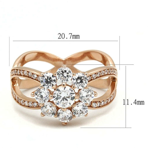 TS586 - Rose Gold 925 Sterling Silver Ring with AAA Grade CZ in Clear