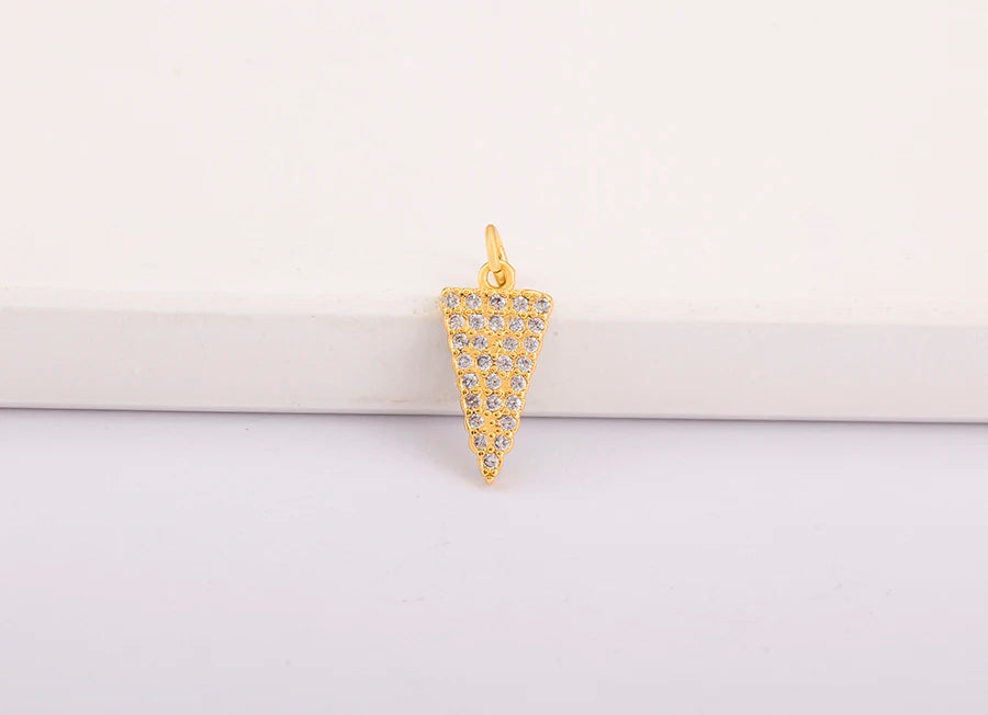 Triangle Arrow Shape Pendant 3 Colors Gold Plated Handmade DIY Jewelry Necklace Bracelet Earrings Accessories Copper Zircon Gift
